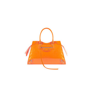 Balenciaga巴黎世家女包手提包Neo大号经典采用半光泽橙色小牛皮制成配有鳄鱼皮处理工艺和古董 橙色