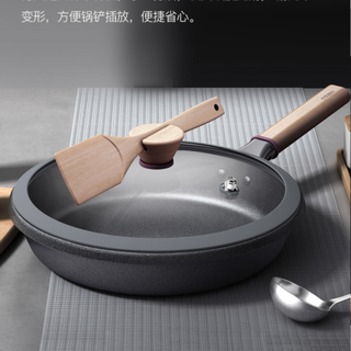 KÖBACH德国康巴赫麦饭石色锅具套装不粘锅防溢防烫设计温控炒锅煎锅汤锅具三件套厨具套装燃气电磁炉通用 炒锅+煎锅组合