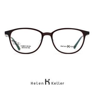 海伦凯勒光学眼镜框女 光学镜长脸近视眼镜男女款复古圆框眼镜架大脸黑框眼镜H26011 搭配1.56防蓝光镜片