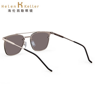 海伦凯勒太阳镜男款 经典方框金属墨镜 时尚偏光太阳镜男H8652 金框+天空蓝镀膜镜片HD22