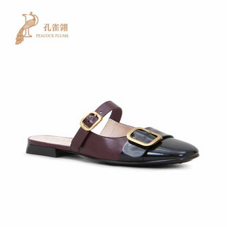 TOD'S孔雀翎TOD’S/托德斯2020新款女鞋时尚雅致牛皮经典金属搭扣凉鞋 黑白色 35