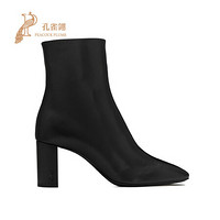 孔雀翎Saint Laurent Paris/圣罗兰2020新款女鞋YSL时尚LOU光滑及踝靴 黑色 38.5