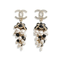 孔雀翎CHANEL香奈儿女士耳环  金属人造珍珠水钻与树脂  优雅大方