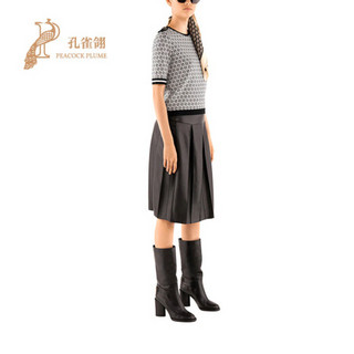 FERRAGAMO/菲拉格慕2020新款女士时尚GANCINI GALOURE短袖毛衣 黑米色 XS