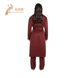 FERRAGAMO/菲拉格慕女装2020新款女士时尚经典羊绒混纺长款大衣 酒红色 38