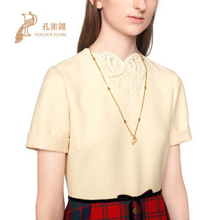 孔雀翎Gucci/古奇2020新款女士时尚经典闪亮搭扣水晶小鸡项链638203 金色