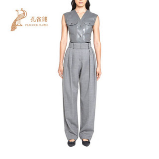 FERRAGAMO/菲拉格慕2020新款女士时尚经典棉质休闲百搭高腰长裤 灰色 44