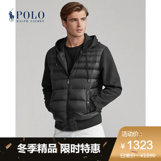 Ralph Lauren/拉夫劳伦男装 经典款混合面料羽绒连帽衫11306 B10-黑色 S