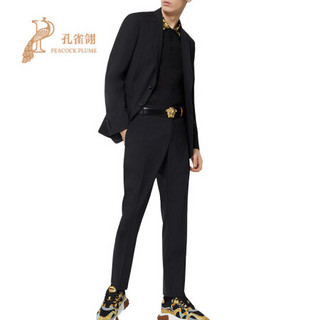 孔雀翎Versace范思哲男装2020新款男士两个前翻盖口袋优雅单排扣西装外套 黑色 48