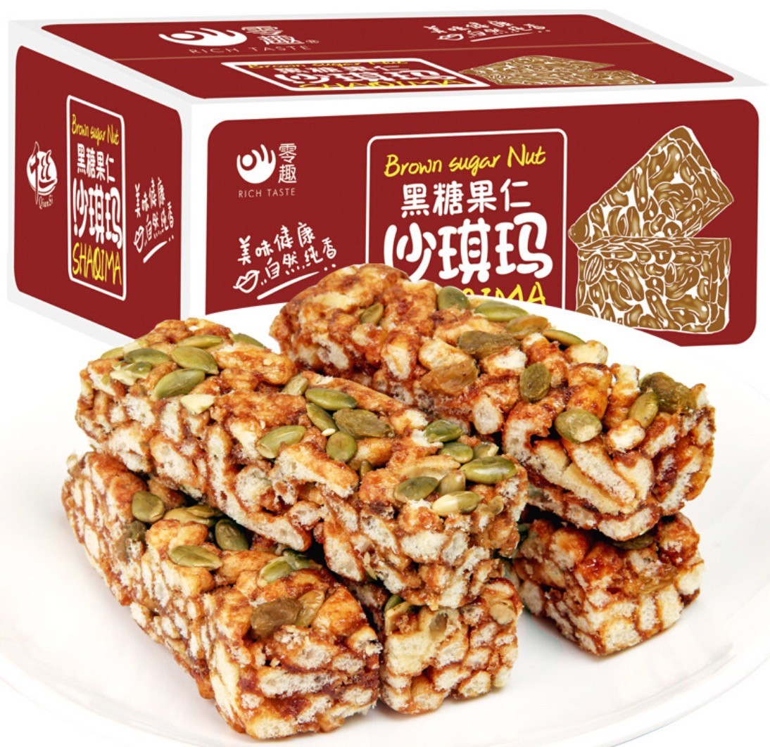 零趣 坚果黑糖沙琪玛 整箱1000g