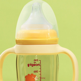 Pigeon 贝亲 经典自然实感系列 AA126 PPSU双手柄彩绘奶瓶 240ml 黄色 M 3月+