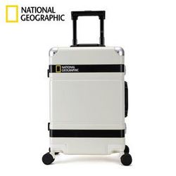 国家地理National Geographic拉杆箱铝框万向轮行李箱20英寸登机箱男女密码箱旅行箱子 白黑色28英寸