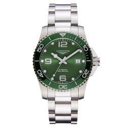 longines浪琴康卡斯绿盘陶瓷潜水机械手表男水鬼l37814066