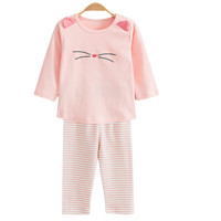 Nan ji ren 南极人 儿童条纹猫咪家居套装 粉色 110cm