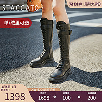思加图2020冬季新款系带帅气骑士靴高筒靴厚底女靴长靴9W308DG0D