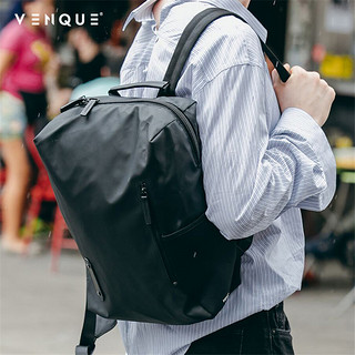 VENQUE范克 BOX方盒双肩包男 极简超轻背包 防泼水时尚商务包黑色