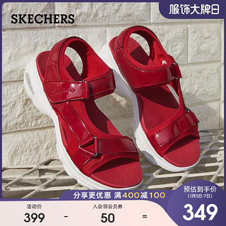 Skechers斯凯奇2020厚底夏季松糕老爹鞋女士魔术贴凉鞋 32381（38、红色/RED）