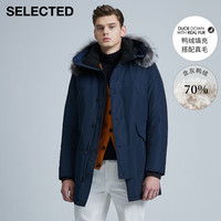 SELECTED思莱德男士鸭绒毛领机能潮中长羽绒服外套S|419412520(185/104A/XL、沙绿色REFLECTING POND)