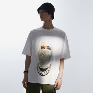 GXGx IH NOM UH NIT夏季新品短袖T恤男怪奇物语明星同款珍珠面罩（160/XS、黑色（oversize偏大两码））