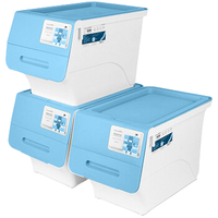 CHAHUA 茶花 2886 斜翻盖收纳箱 24L*3个 海蓝色