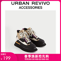 URBAN REVIVO2020冬季新品女士配件撞色厚底短靴AY42TS2N2000 *2件