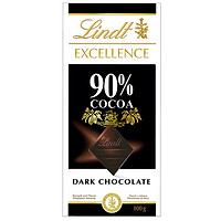 移动专享：Lindt 瑞士莲 特醇排装 90%可可 黑巧克力 100克 *3件