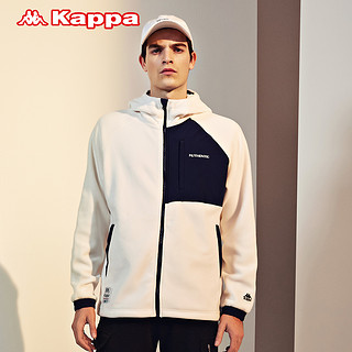 Kappa卡帕开身帽衫新款男运动卫衣摇粒绒拼接外套K0A52MK23