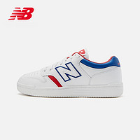 New Balance NB官方中性款BB480系列BB480LAA经典logo休闲板鞋（41.5、白色/蓝色/黑色 BB480LAC）