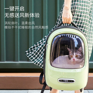 小佩PETKIT透明透气外出猫包航空箱宠物背包大号便携背包猫笼太空舱小型犬双肩包猫咪背包支持充电宝月 新风猫包-复古绿