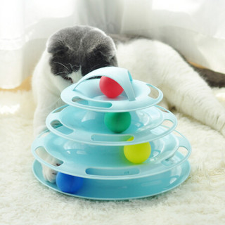 猫玩具猫转盘球逗猫棒四层滚球逗猫玩具小猫幼猫猫咪玩具球 象牙白
