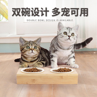 Eaping/壹品猫碗猫食盆狗狗食盆猫粮盆碗宠物用品陶瓷碗猫咪喂食器狗粮盆猫饭盆猫咪双碗单碗 陶瓷双碗