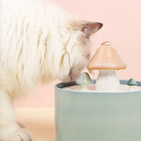 疯狂小狗 宠物自动饮水机猫咪饮水机陶瓷流动循环过滤活水机猫自动喝水碗大号1500ML 陶瓷蘑菇饮水机