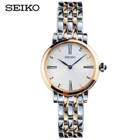 精工(SEIKO)手表 休闲商务表石英表防水钢带玫瑰间金防水女表 SFQ816P1