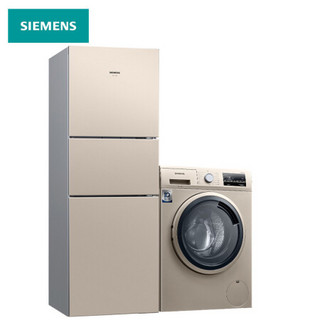 SIEMENS 西门子 KG28NV230C+WM12P2692W 271升双效过滤三门 10kg变频滚筒洗 超值爆款冰洗套装 （浅金色）