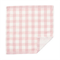 MUJI 印度棉 单面纱布 毛巾手帕 粉红色格纹