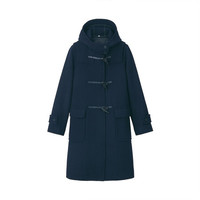 无印良品 無印良品 MUJI 女式 法国羊毛混 牛角扣大衣 深藏青色 XL