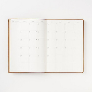 无印良品 MUJI 绒面皮革风格封面/月周记笔记本/2020年12月开始 米色 14.8×21cm