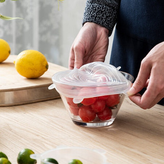 美厨（maxcook）硅胶保鲜盖密封盖 6个装万能碗盆盖盘碟盖冰箱保鲜膜盖 透明可重复使用 MCPJ829