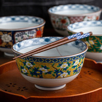 美浓烧 Mino Yaki) 日本进口 面馆专用 商用重庆小面碗 家用大号吃面碗 间取花鸟