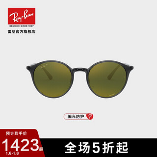 Ray-Ban 雷朋 RayBan雷朋太阳镜圆形复古偏光开车专用男女款墨镜0RB4336CH 876/6O透明灰色镜框渐层金绿色镜面镜片50尺寸 尺寸50