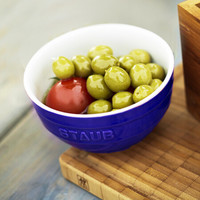 staub 珐宝 陶瓷碗欧式碗法式餐具水果沙拉碗面碗汤碗可爱ins碗创意好看泡面碗个性饭碗家用碗12cm 深蓝色 1只装