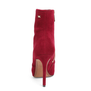 迈克 科尔斯 MICHAEL KORS 女士苋红色绒面牛皮尖头高跟短靴 40F8BNHE5S MAROON 6.5