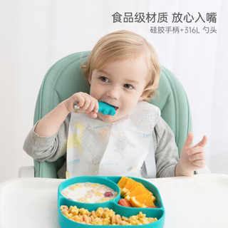 beiens 贝恩施 宝宝餐具短柄勺子叉子婴儿辅食勺儿童训练学吃饭叉勺不锈钢