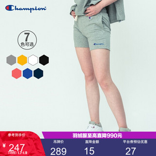 Champion冠军经典款WOMENS BASIC小C LOGO 抽绳短裤女 牛津灰 M