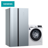 西门子(SIEMENS) KA50SE43TI+WN54A1X02W 502L超薄无霜 10洗7烘 热风清新 智能变频冰洗套装