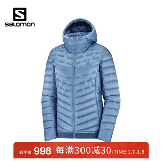 萨洛蒙（Salomon）男女款 户外运动连帽防泼水保暖羽绒服 OUTLINE DOWN HOODIE 蓝色 C13915 M