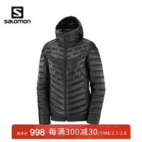 萨洛蒙（Salomon）男女款 户外运动连帽防泼水保暖羽绒服 OUTLINE DOWN HOODIE 黑色 C14338 S