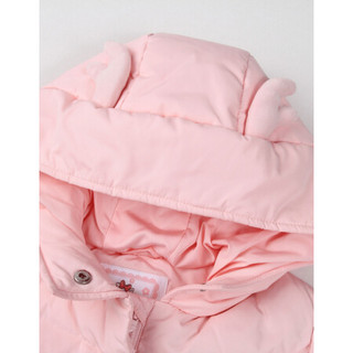 小猪班纳羽绒服女童冬季中长款纯色连帽羽绒服 浅粉红 100cm