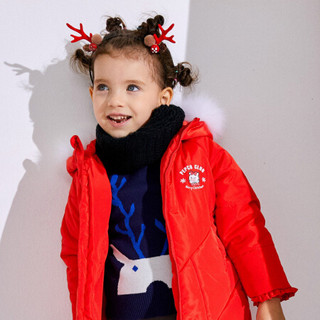 小猪班纳女童棉衣高领2020冬装新品儿童毛领棉服宝宝棉袄外套甜美 经典红 120cm