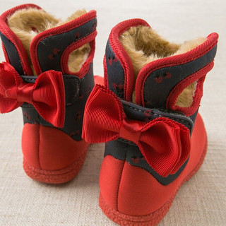davebella戴维贝拉冬装新款男女童靴子 幼小童加绒保暖棉靴中筒靴 红色 175（鞋内长17.6cm ）